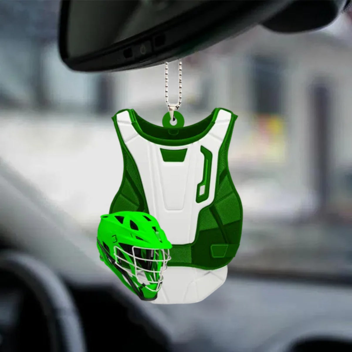 Personalized Lacrosse Uniform And Helmet Flat Acrylic Car Hanging Ornament, Gift for Lacrosse Players OO0140