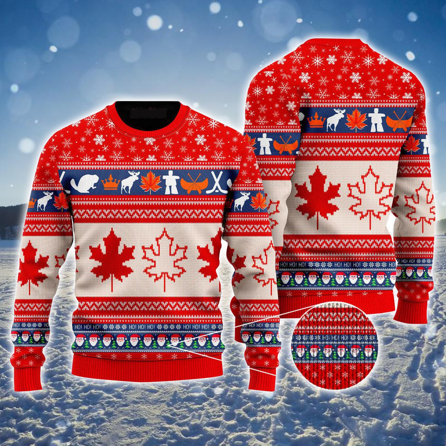 Canada Maple Leaf Ugly Christmas Sweater, Christmas Pattern Ugly Sweater For Men & Women SO0951