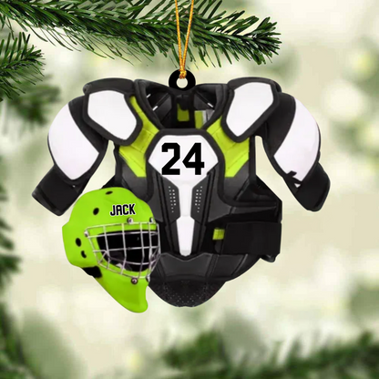 Personalized Ice Hockey Helmet and Shoulder Pads Christmas Ornament OO1808