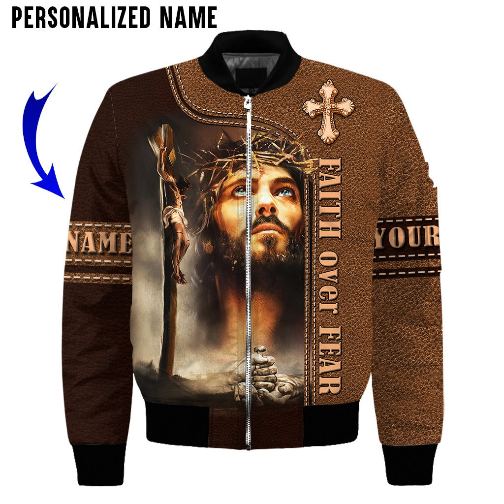 Custom Name Jesus Portrait The Life Of Jesus 3D Hoodies, Faith Over Fair 3D All Over Print Shirt For Christmas, Jesus Gifts Shirt TO0256