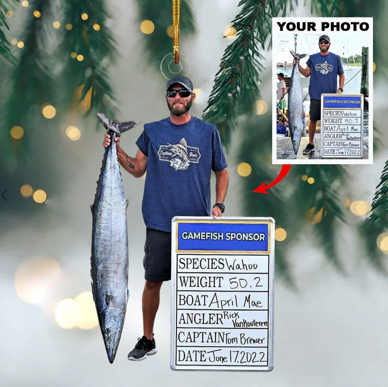 Personalized Photo Acrylic Christmas Ornament – Gift For Fishing Lover SO1146