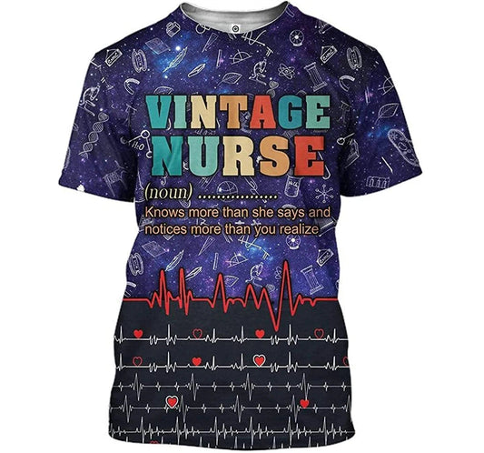 Personalized Vintage Nurse Define Red Heart Beat Pattern 3D Shirt TO3253