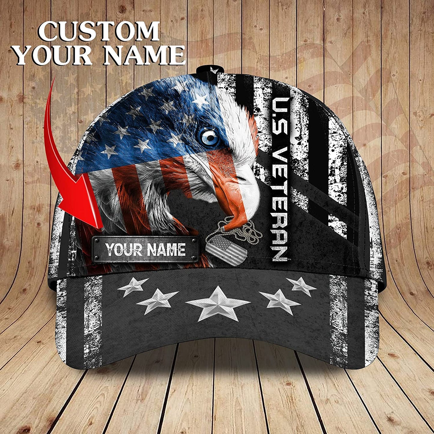 US Veteran 3D Personalized Hat Classic Soft Printing Baseball Cap with Snapback Closure, Gift For Veteran CA0258