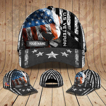 US Veteran 3D Personalized Hat Classic Soft Printing Baseball Cap with Snapback Closure, Gift For Veteran CA0258