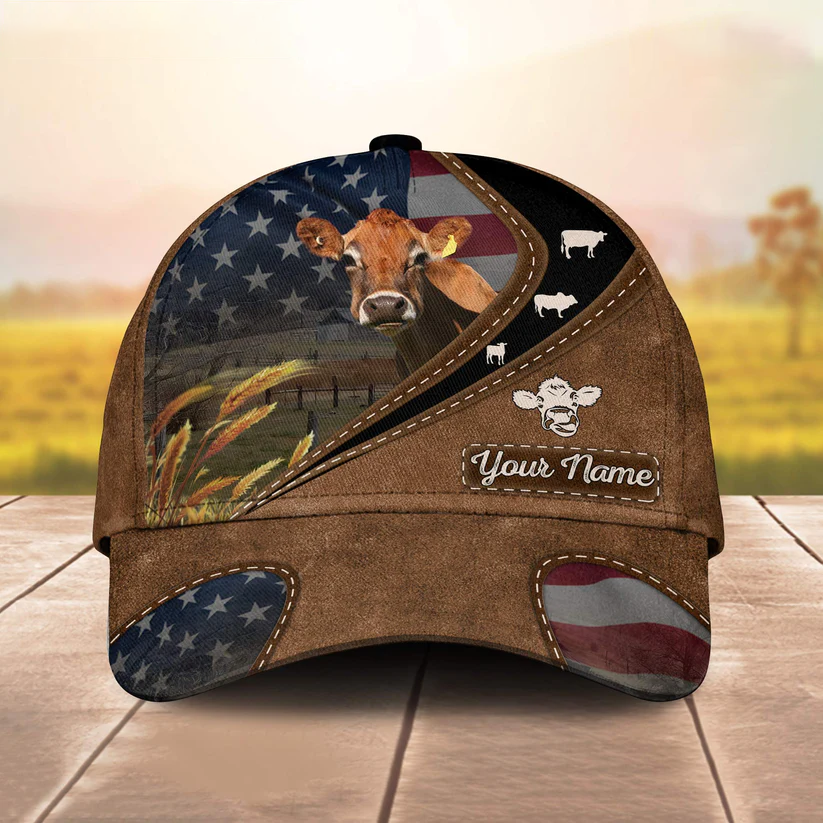 Jersey Leather Pattern American Customized Name Cap CA0126