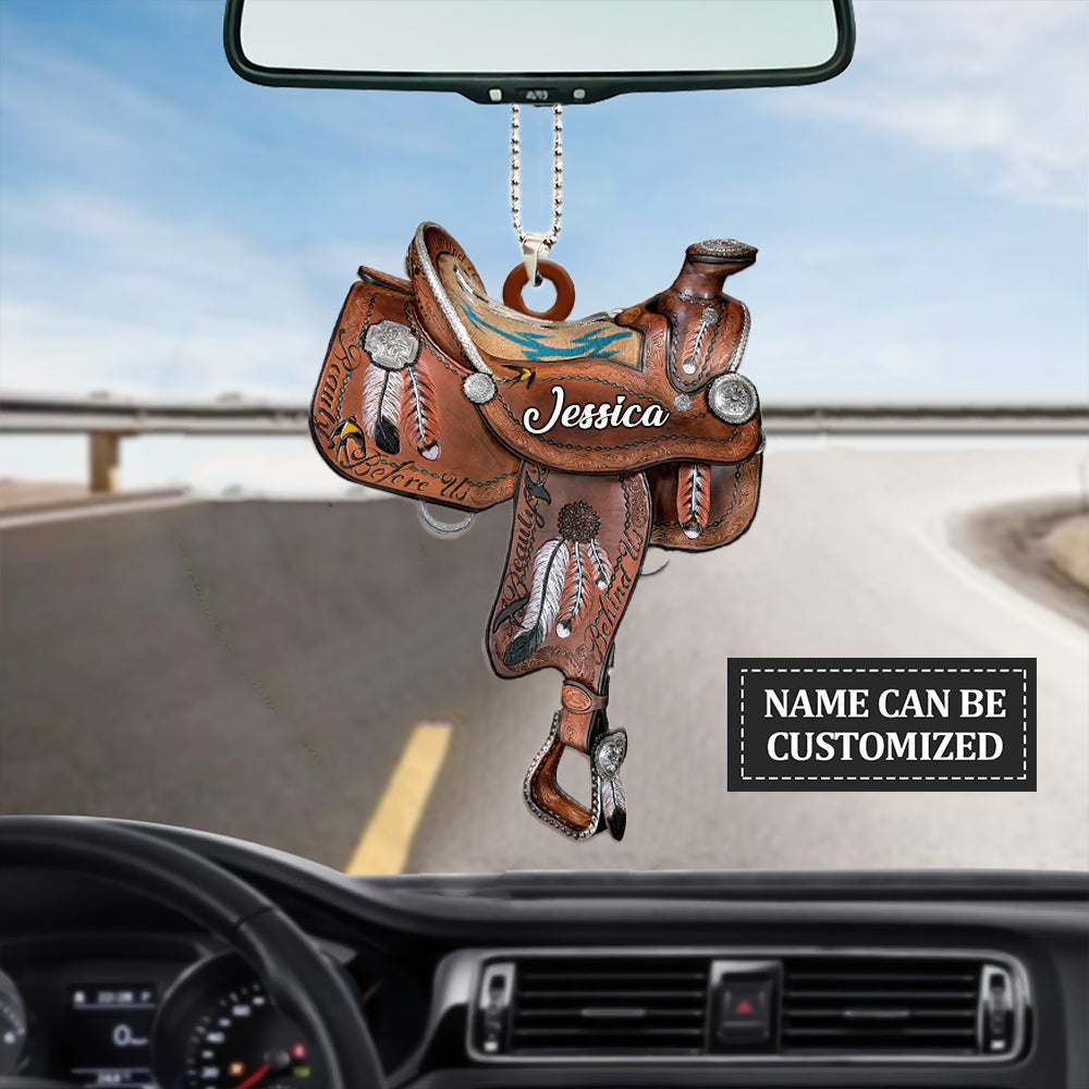 Personalized Cowgirl Beauty Behind Us Flat Acrylic Ornament, Cowgirl Car Hanging Ornaments OO0075