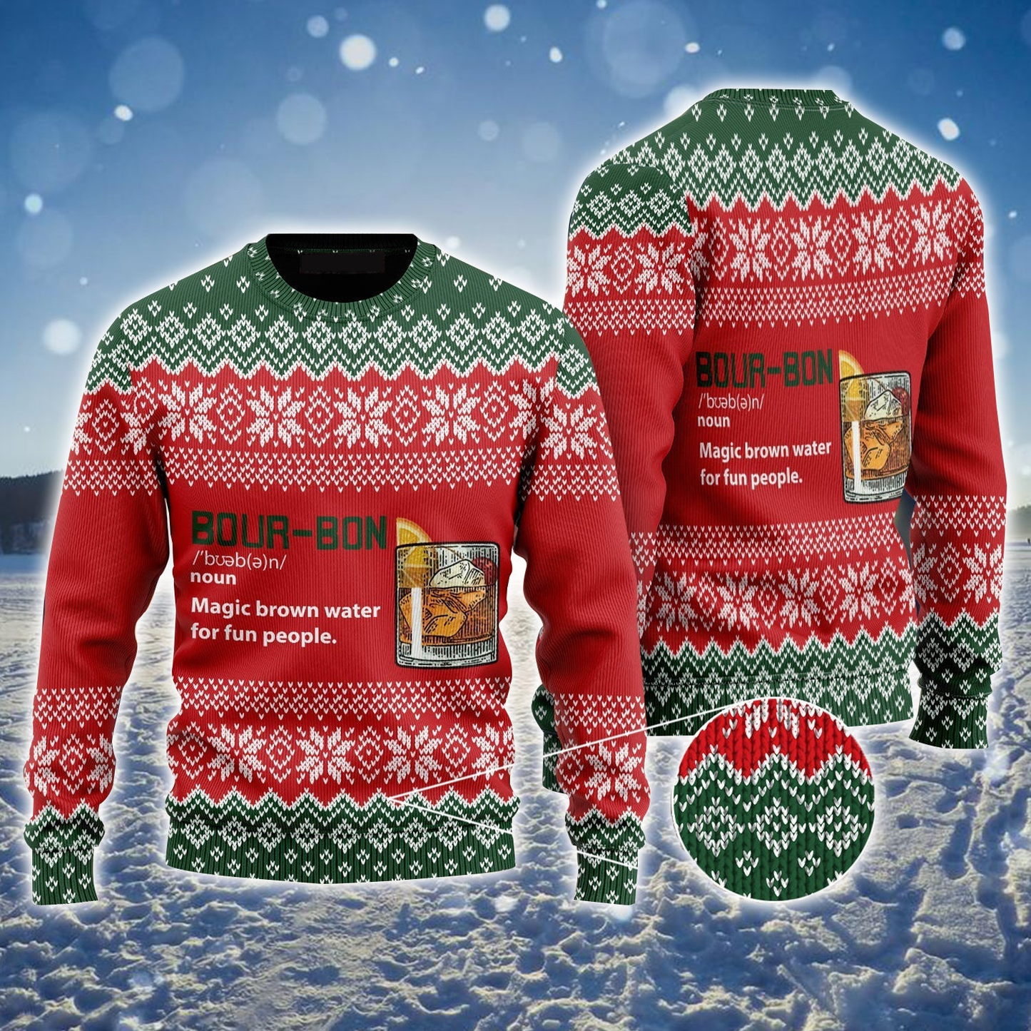 Bourbon Ugly Sweater, Christmas Pattern Ugly Sweater, Magic Water Ugly Sweater For Men & Women - Perfect Gift For Christmas, Bourbon Lovers SO0601