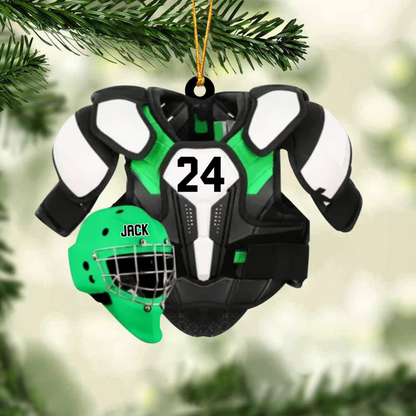 Personalized Ice Hockey Helmet and Shoulder Pads Christmas Ornament OO1808