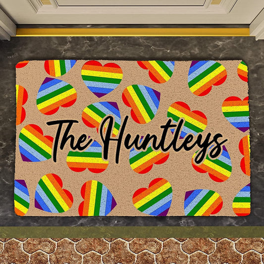 Custom Lgbt Gay Pride Rainbow Doormat Lgbt Gay Hearts Mat Indoor Outdoor Customized Welcome Mats LO1348