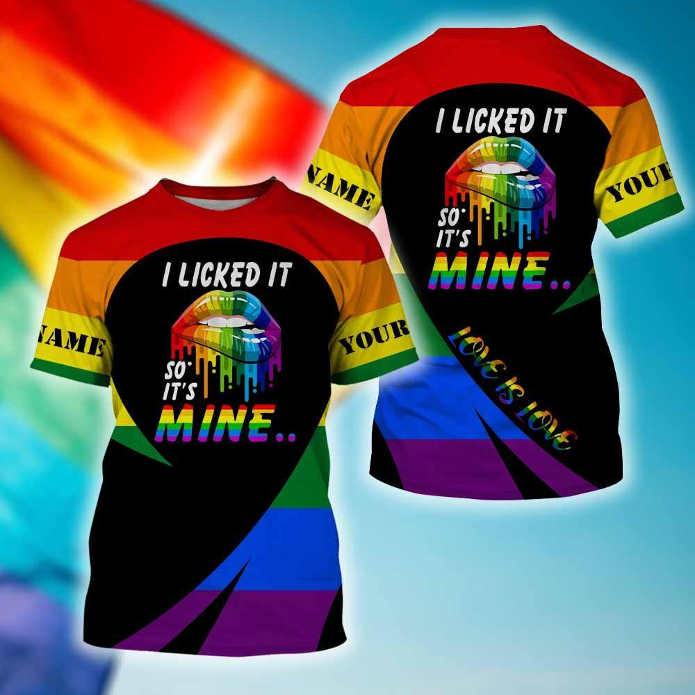 Custom Name Lesbian Couple Shirts I Licked It So It’s Mine, Gift For Gay Men, Gay Pride Shirt LO0770