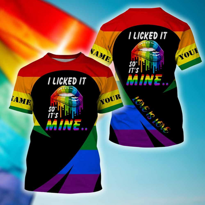 Custom Name Lesbian Couple Shirts I Licked It So It’s Mine, Gift For Gay Men, Gay Pride Shirt LO0770