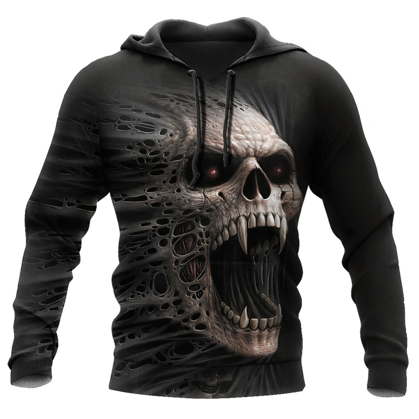 3D All Over Print Skull Hoodie, Sublimation Skull On Hoodies Black Skull Hoodies SO0444