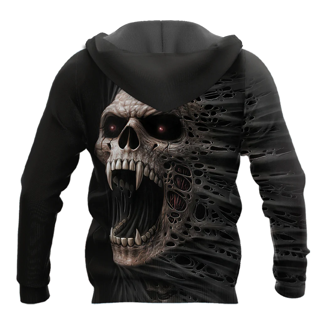 3D All Over Print Skull Hoodie, Sublimation Skull On Hoodies Black Skull Hoodies SO0444