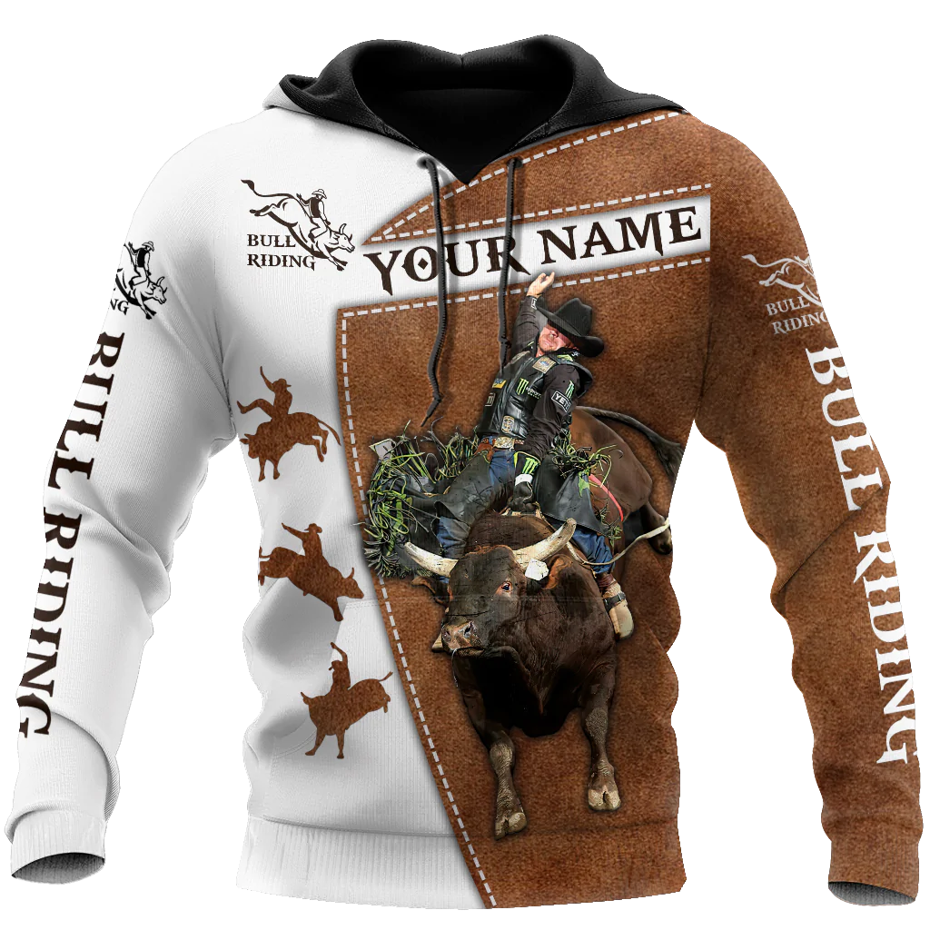 Personalized Brown Hoodie With Bull Riding, Bull Riding Hoodies For My Son Boy, Riding Hoodies SO0478