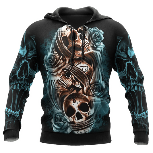 Rose Skull Smoke Hoodie, 3D Full Printed Hoodie With Skull Rose, Skull Hoodies SO0475