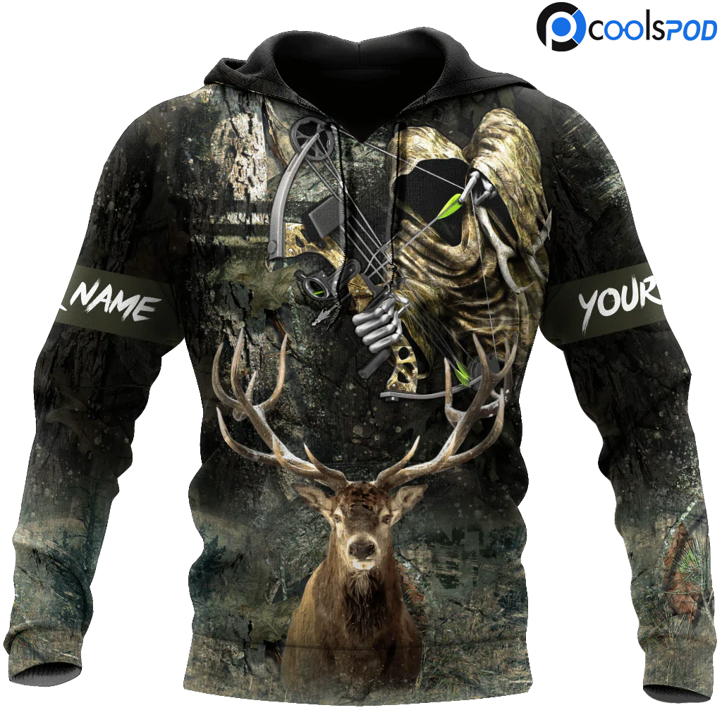 Customized Deer Hunting Bow Hoodie For Men, 3D All Over Print Deer Hunter Outfit, Hunter Hoodie SO0459