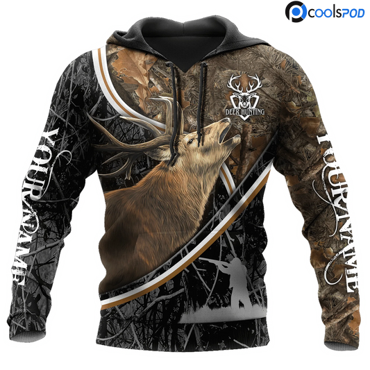 Personalized Name Hunter Hoodie For Him, Deer Print On Hoodie 3D, Deer Hunter Outfit, Gift For Hunting Lover Hunting Club SO0509