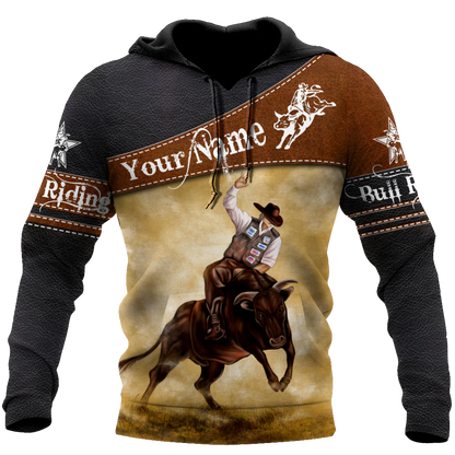 Customize Name Bull Riding Unisex Hoodie Cowboy Hoodies For Men Women, Cowboy Riding Hoodies SO0479