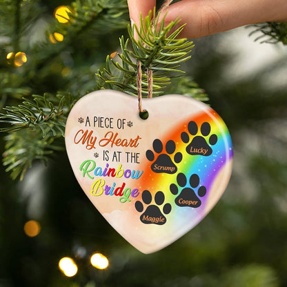 A Piece Of My Heart Is At The Rainbow Bridge Car Hanging Ornament Dog Memorial Heart Ornament OO0072