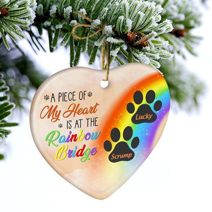 A Piece Of My Heart Is At The Rainbow Bridge Car Hanging Ornament Dog Memorial Heart Ornament OO0072