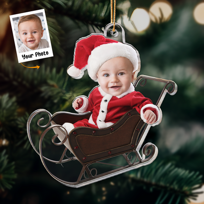 Adorable Newborn Baby - Personalized Babys Photo First Christmas Ornament, Custom First Christmas Baby Photo Ornament 2024 ON0007