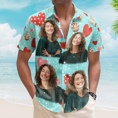 All You Need Is Love With Cupcake And Flowers - Custom Photo Hawaiian Shirts HA0127