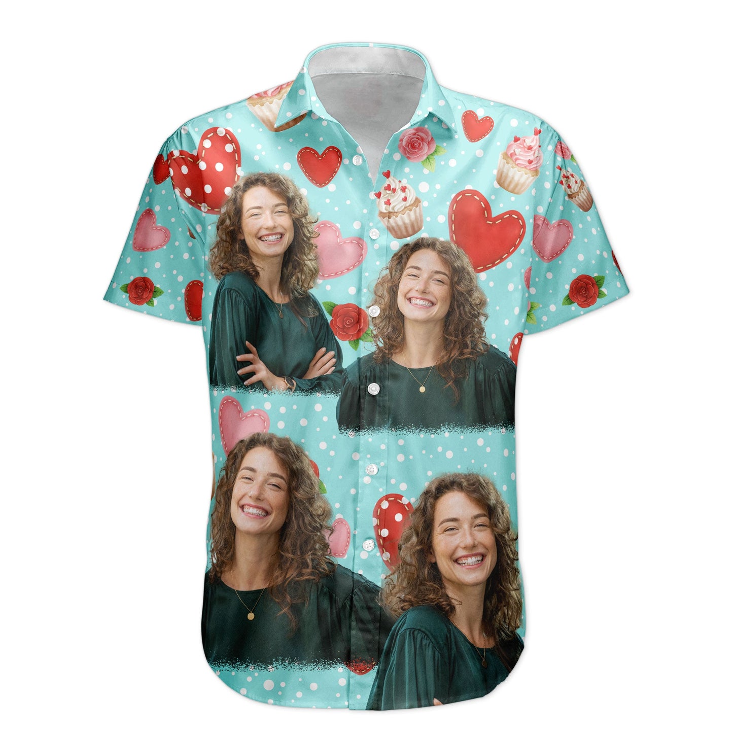 All You Need Is Love With Cupcake And Flowers - Custom Photo Hawaiian Shirts HA0127