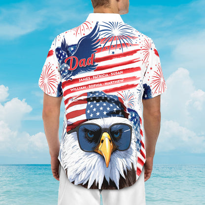 American Dad Grandpa Papa Patriotic - Personalized Back Printed Hawaiian Shirt HA0060