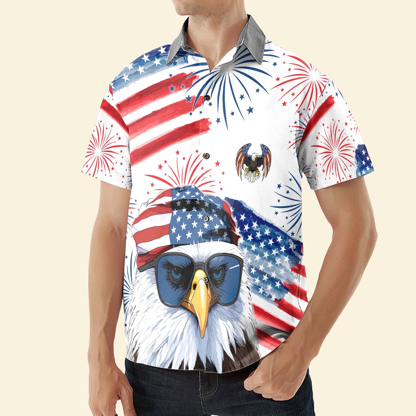 American Dad Grandpa Papa Patriotic - Personalized Back Printed Hawaiian Shirt HA0060