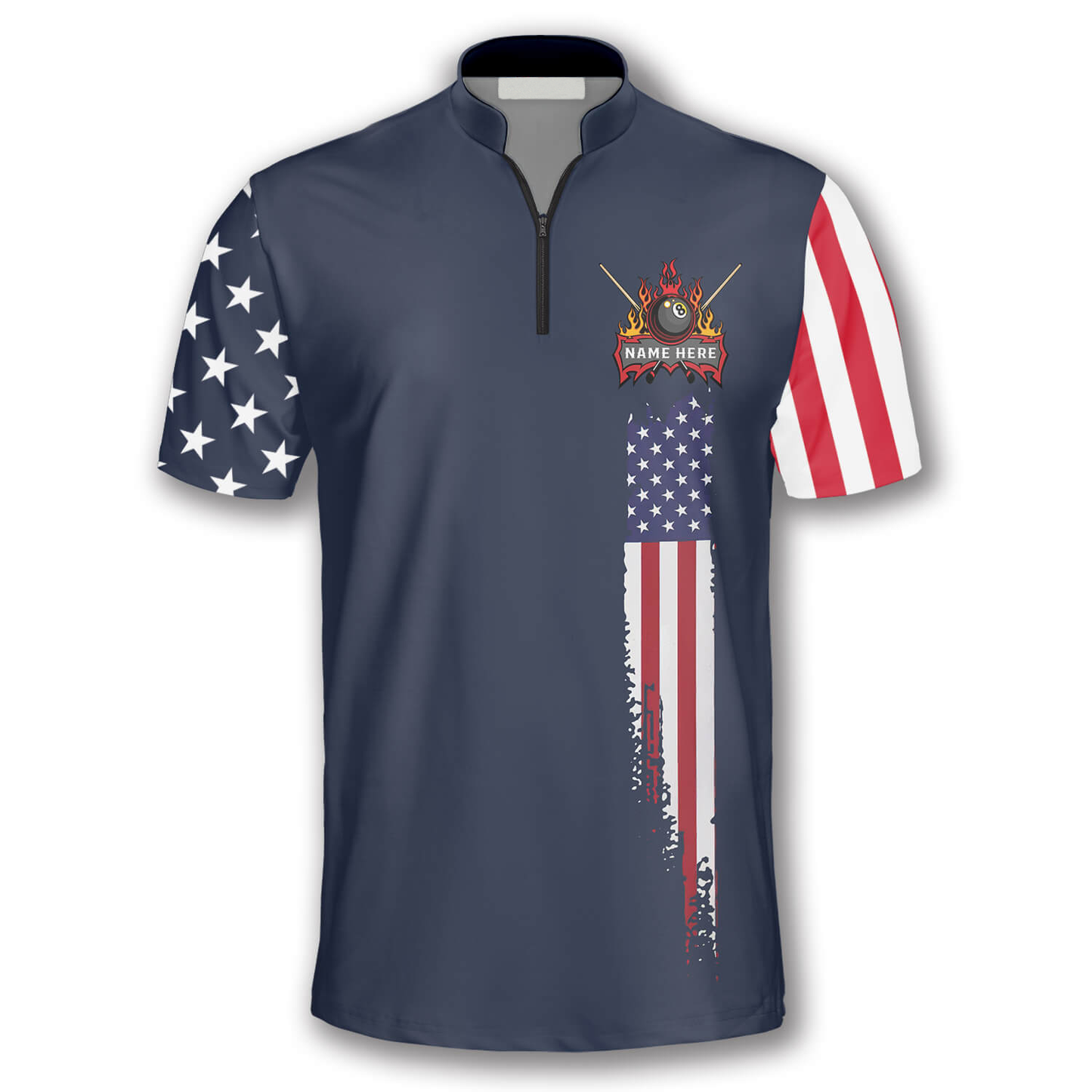 American Flag Navy Custom Billiard Jerseys for Men, Best Gift for Billiard Lover, Flag USA Billiard Shirt SO1039