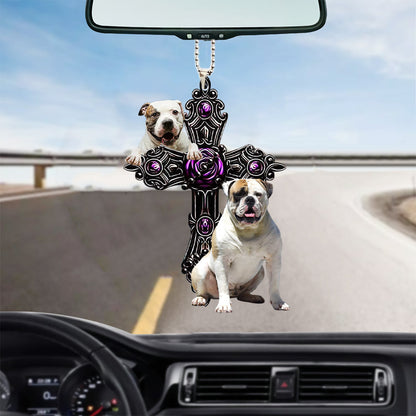 American Bulldog Pray For God Car Hanging Ornament Dog Pray For God Ornament Lasfour OO0766