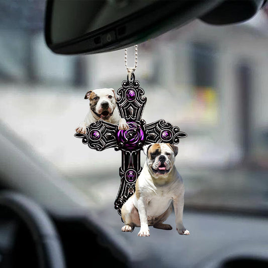 American Bulldog Pray For God Car Hanging Ornament Dog Pray For God Ornament Lasfour OO0766