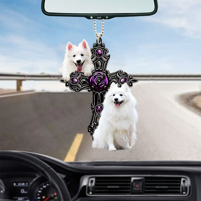 American Eskimo Pray For God Car Hanging Ornament Dog Pray For God Ornament Lasfour OO0713