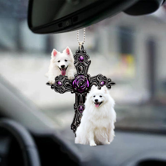 American Eskimo Pray For God Car Hanging Ornament Dog Pray For God Ornament Lasfour OO0713