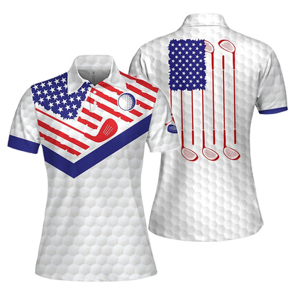 Sport Women's Polo Shirt, American Flag Golf Women Short Sleeve Polo Shirt Sleeveless Polo Shirt SO1337