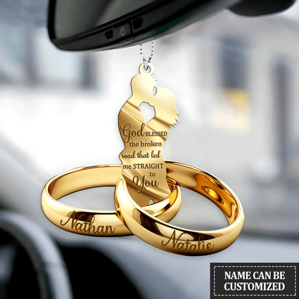 Personalized Ornament Couple Gift Couple Rings Tree Hanging Ornaments Car Acrylic Ornament Lasfour OO0977