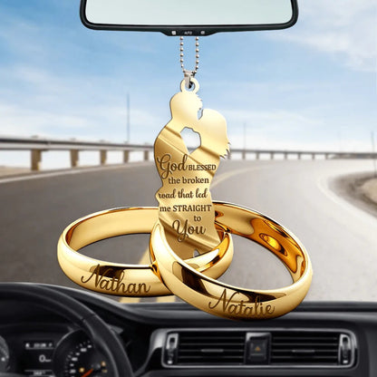 Personalized Ornament Couple Gift Couple Rings Tree Hanging Ornaments Car Acrylic Ornament Lasfour OO0977