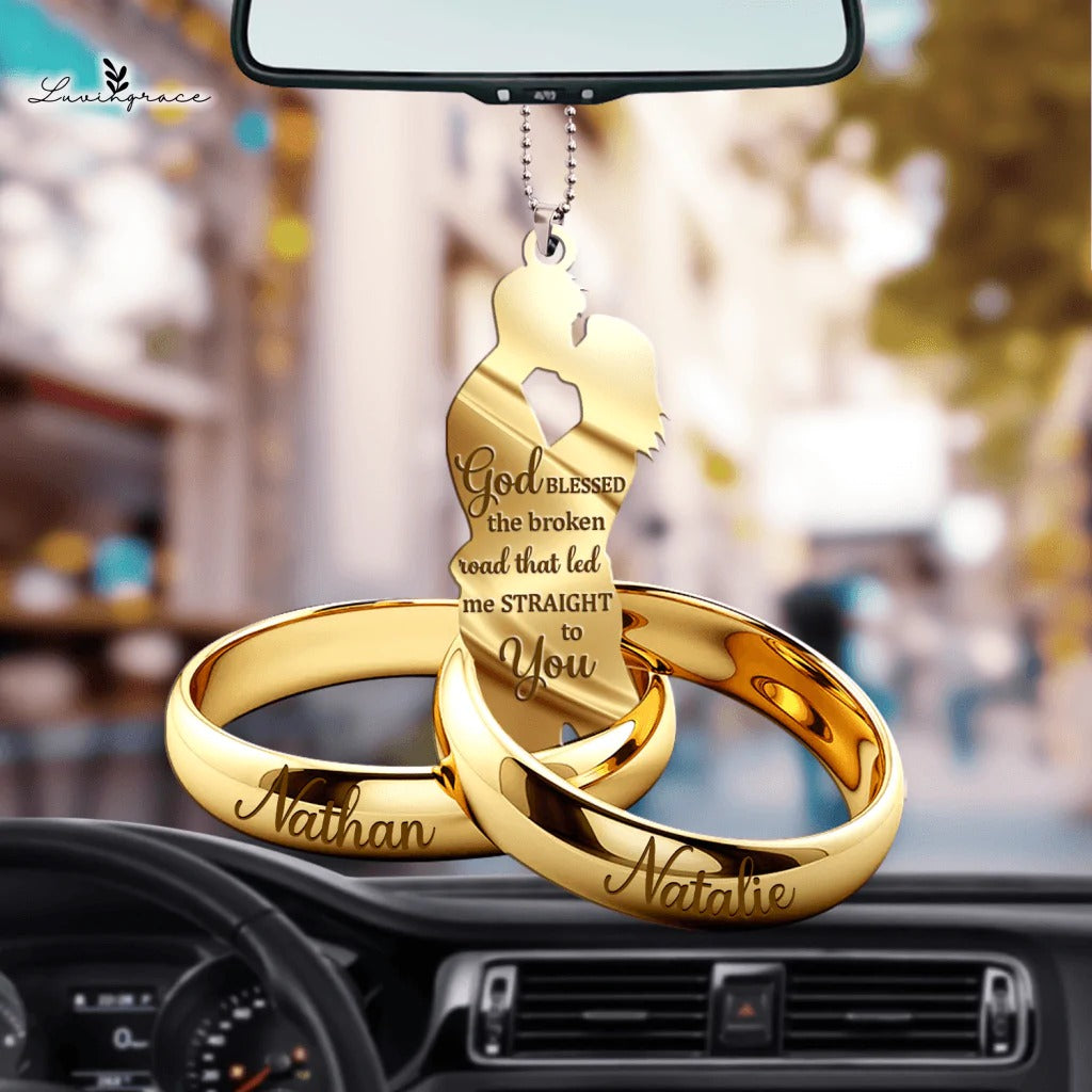 Personalized Ornament Couple Gift Couple Rings Tree Hanging Ornaments Car Acrylic Ornament Lasfour OO0977