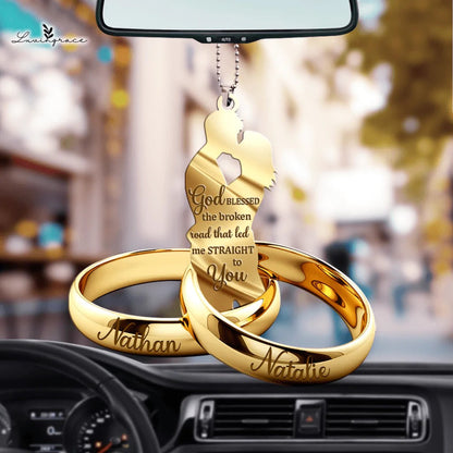 Personalized Ornament Couple Gift Couple Rings Tree Hanging Ornaments Car Acrylic Ornament Lasfour OO0977