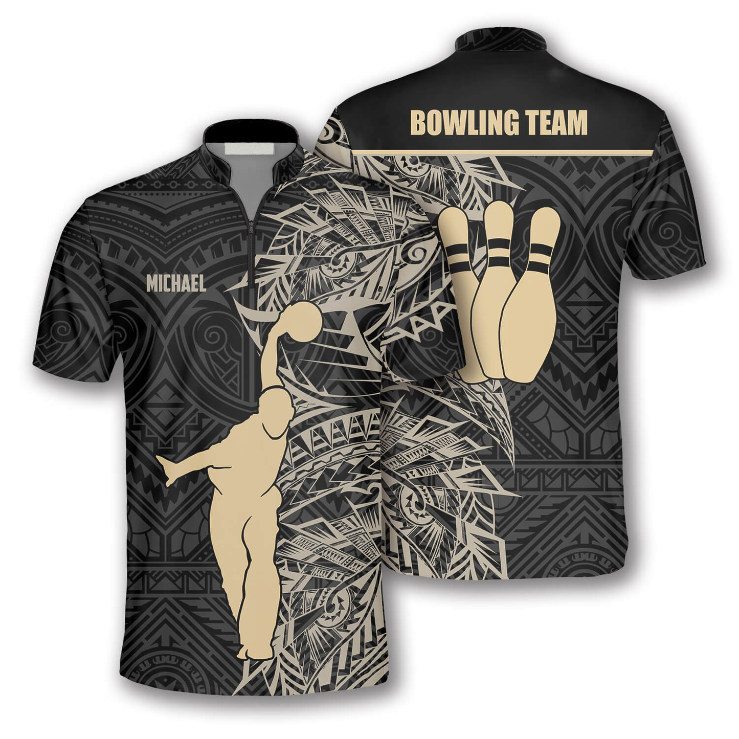 Apricot Bowling Player Custom Bowling Jerseys for Men, Tribal Bowling Shirt, Custom Bowling Shirt SO0679