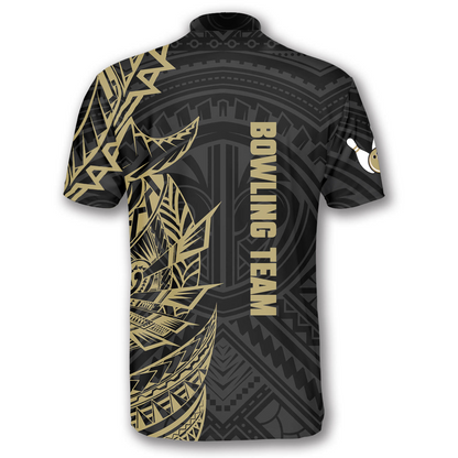 Golden Tribal Custom Bowling Jerseys for Men, Perfect Shirt for Bowling Lover, Bowling Jersey Shirt SO0538