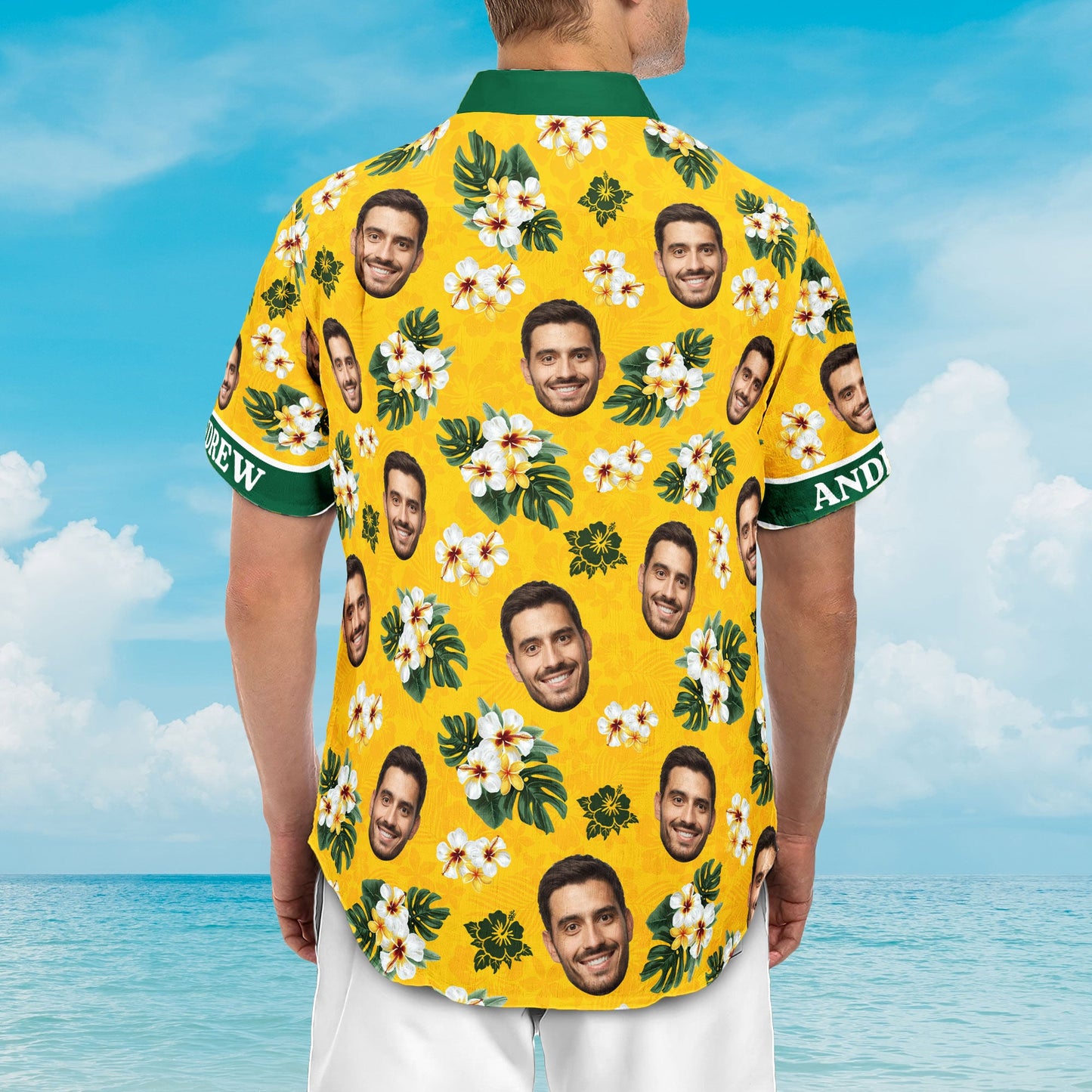 Australia Color Hibicus Custom Face With Name - Personalized Photo Hawaiian Shirt HA0059