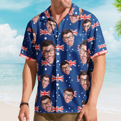 Australia Day Flag Custom Face With Name - Personalized Photo Hawaiian Shirt HA0047