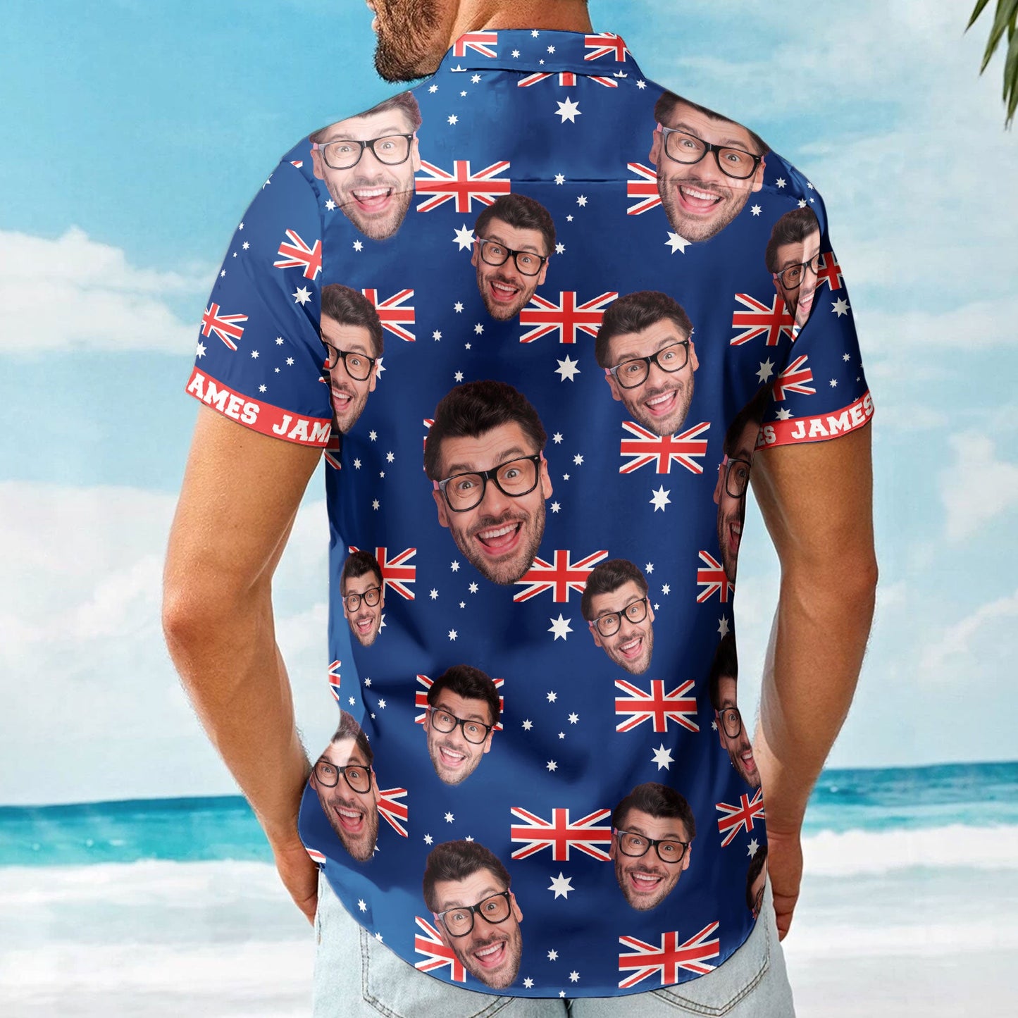 Australia Day Flag Custom Face With Name - Personalized Photo Hawaiian Shirt HA0047