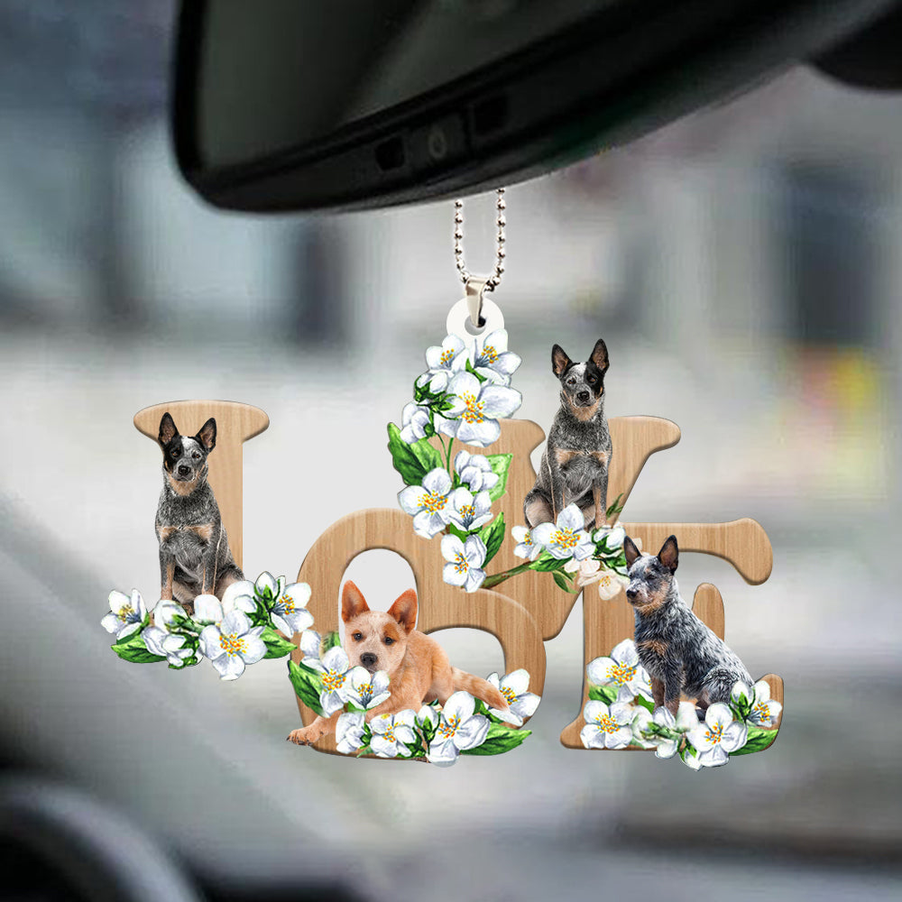 Australian Cattle Love Flowers Dog Lover Car Hanging Ornament Lasfour Shop OO0910