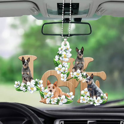 Australian Cattle Love Flowers Dog Lover Car Hanging Ornament Lasfour Shop OO0910