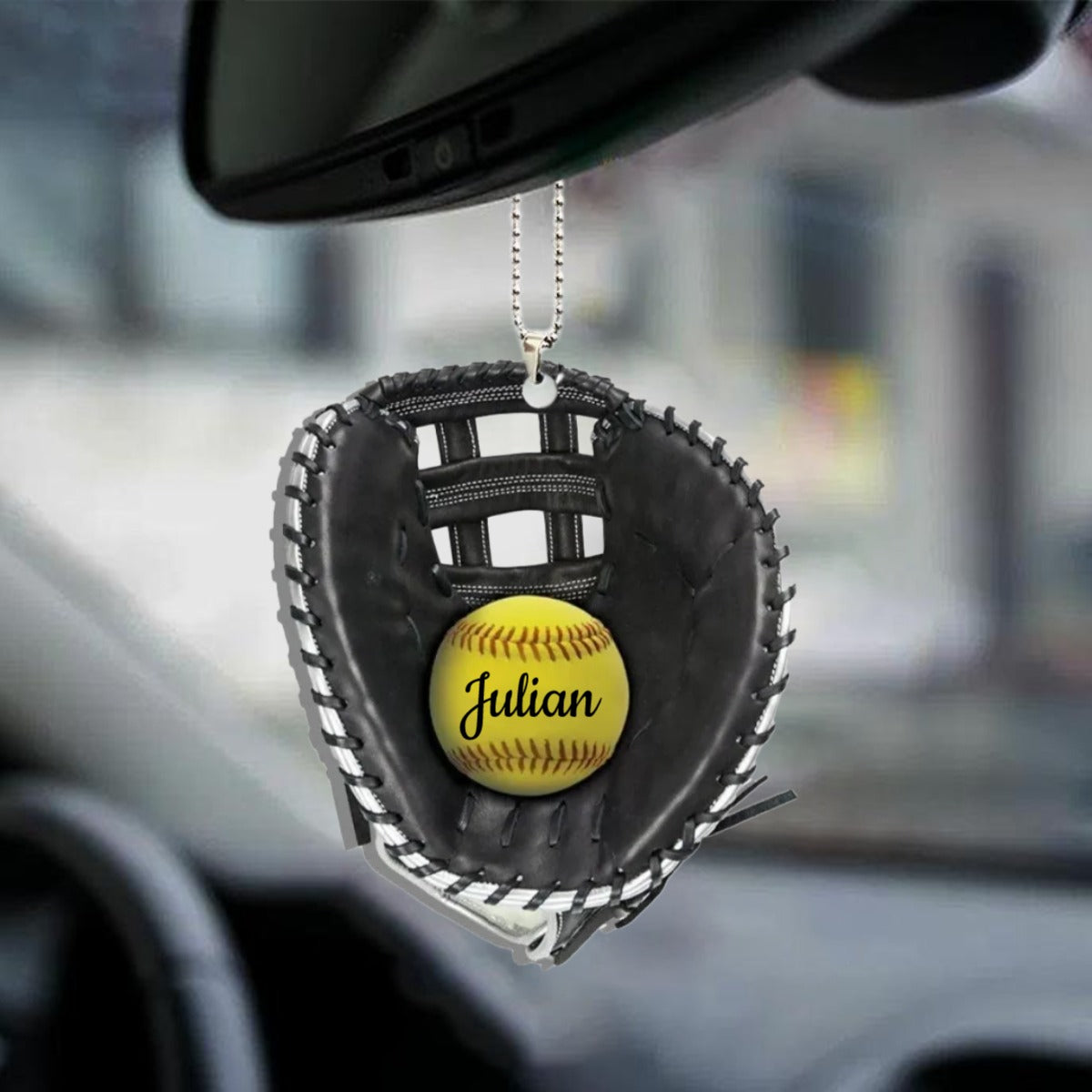 Softball Personalized Flat Acrylic Car Hanging Ornament OO0105