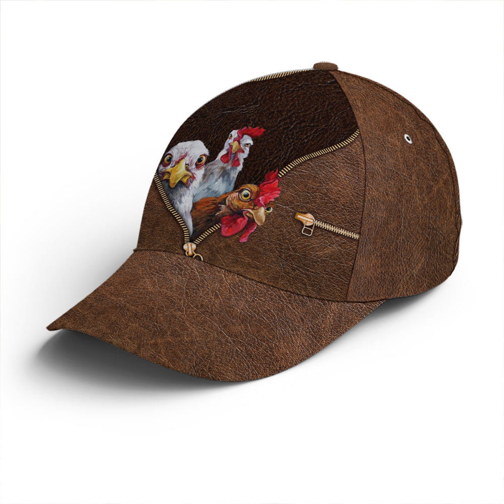 Funny Chicken Leather Style Baseball Cap Lasfour CO0876