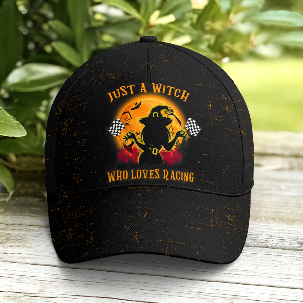 Just A Witch Who Loves Racing Baseball Cap Lasfour CO0866