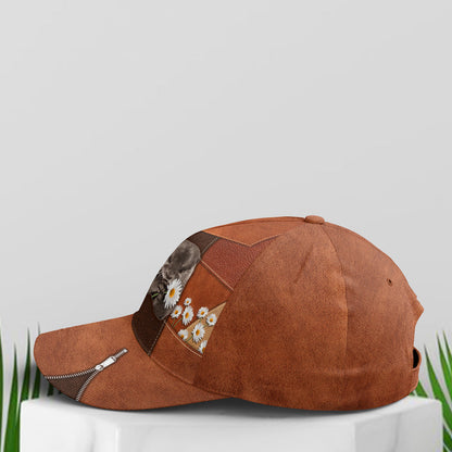 Otter Daisy Flowers Leather Style Baseball Cap Lasfour CO0824